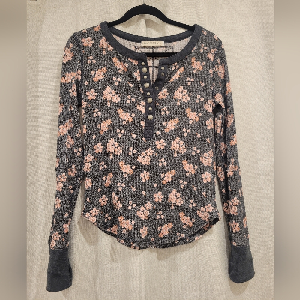 Free People We the Free Everest Waffle Knit Henley Thermal Top